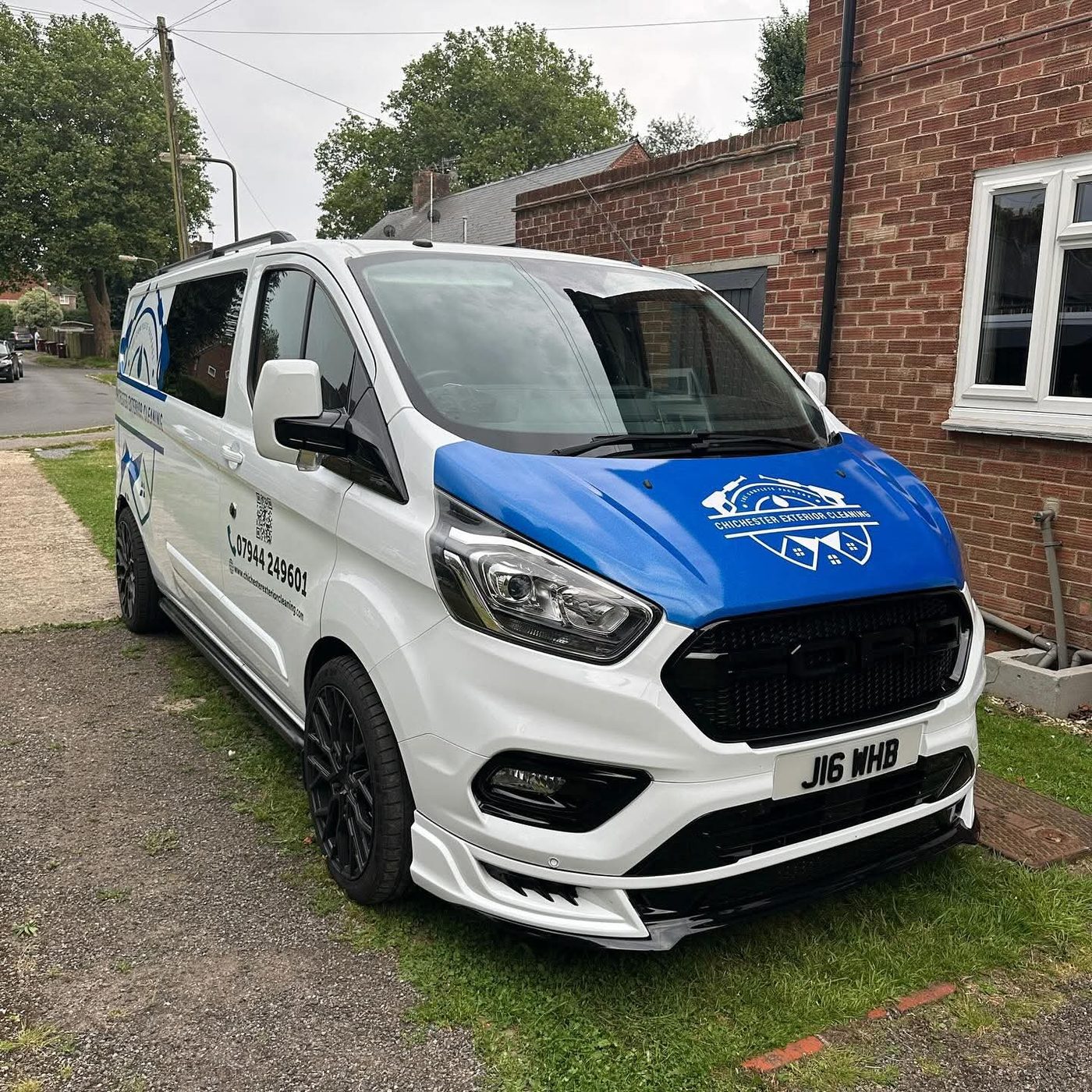 The Chichester Exterior Cleaning branded van on a customer&rsquo;s driveway