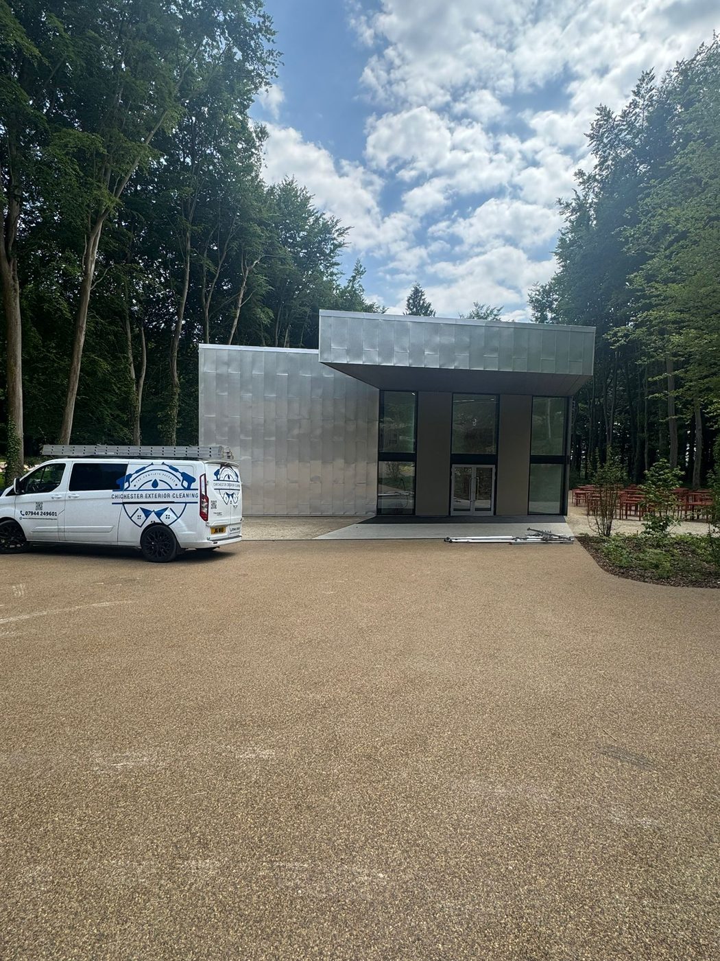 The Chichester Exterior Cleaning van on a commercial job in West Sussex