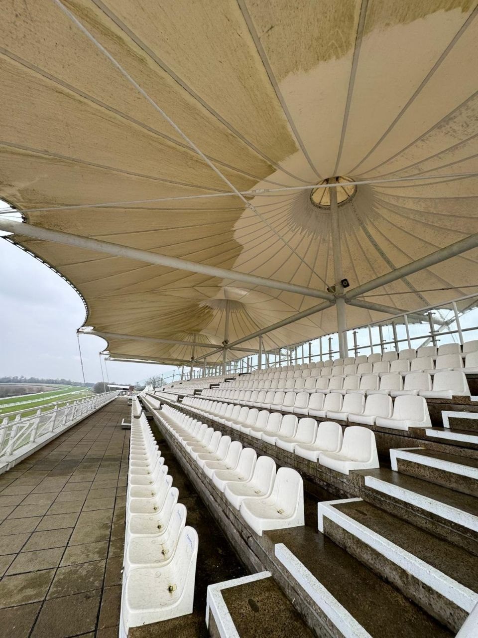 Grandstand seating and fabric canopy cleaned at a West Sussex venue