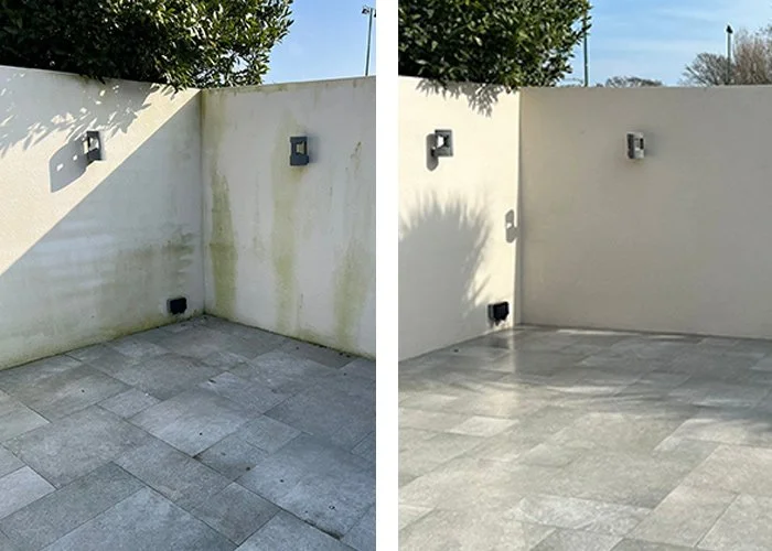 Exterior wall cleaning on a house