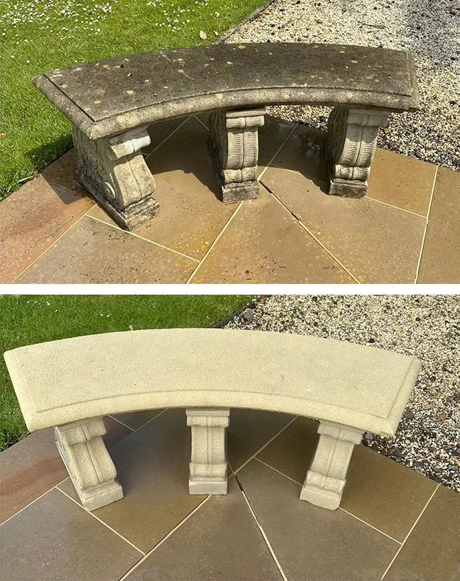 Stone garden furniture cleaned and restored
